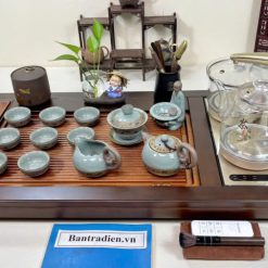 bàn trà điện thông minh đa năng cao cấp gỗ mun L3308