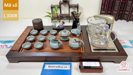bàn trà điện thông minh đa năng cao cấp gỗ mun L3308