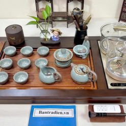 bàn trà điện thông minh đa năng cao cấp gỗ mun L3308
