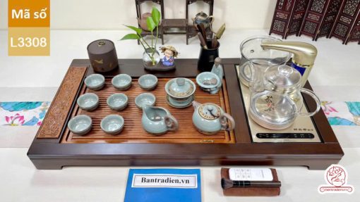 bàn trà điện thông minh đa năng cao cấp gỗ mun L3308