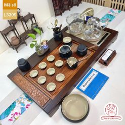 bàn trà điện thông minh đa năng cao cấp gỗ mun L3309
