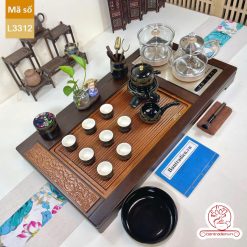 bàn trà điện thông minh đa năng cao cấp gỗ mun L3312