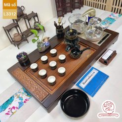bàn trà điện thông minh đa năng cao cấp gỗ mun L3312