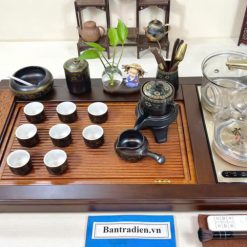 bàn trà điện thông minh đa năng cao cấp gỗ mun L3315