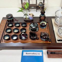 bàn trà điện thông minh đa năng cao cấp gỗ mun L3319