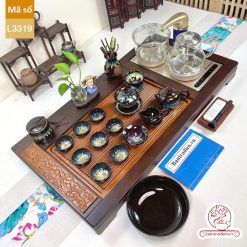 bàn trà điện thông minh đa năng cao cấp gỗ mun L3319