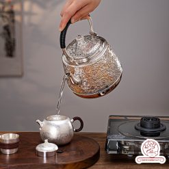bếp đun nước tự động bằng bạc nguyên chất chế tác thủ công ABD701