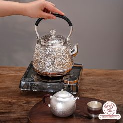 bếp đun nước tự động bằng bạc nguyên chất chế tác thủ công ABD701