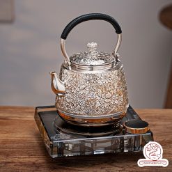 bếp đun nước tự động bằng bạc nguyên chất chế tác thủ công ABD701