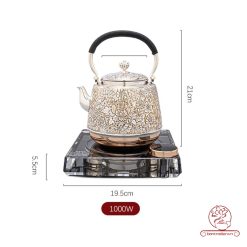 bếp đun nước tự động bằng bạc nguyên chất chế tác thủ công ABD701