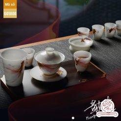 Bộ ấm trà cao cấp sứ trắng Bạch Ngọc Đức Hóa Ung Dung Tự Tại G01800