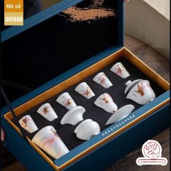 Bộ ấm trà cao cấp sứ trắng Bạch Ngọc Đức Hóa Ung Dung Tự Tại G01800