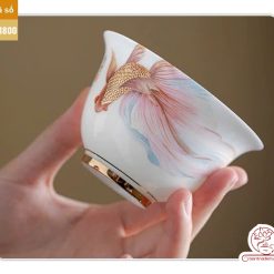 Bộ ấm trà cao cấp sứ trắng Bạch Ngọc Đức Hóa Ung Dung Tự Tại G01800