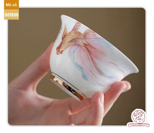 Bộ ấm trà cao cấp sứ trắng Bạch Ngọc Đức Hóa Ung Dung Tự Tại G01800