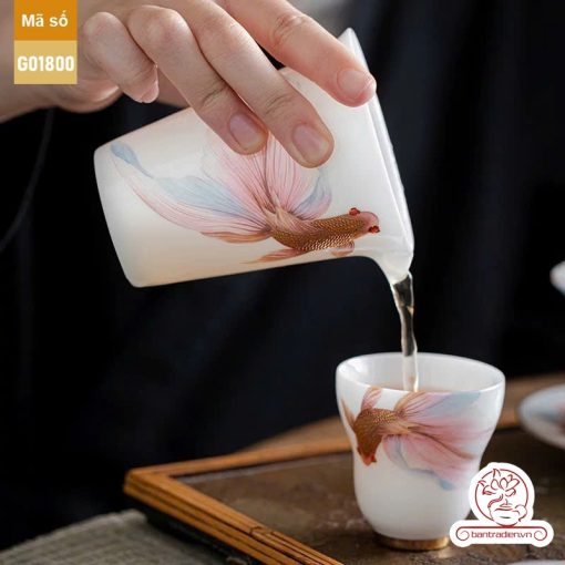 Bộ ấm trà cao cấp sứ trắng Bạch Ngọc Đức Hóa Ung Dung Tự Tại G01800