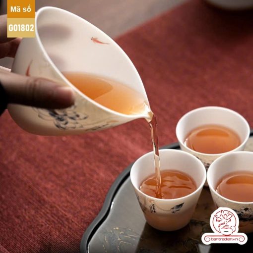 Bộ ấm trà cao cấp sứ trắng Dương Chi Bạch Ngọc Đức Hóa G01802
