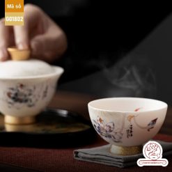 Bộ ấm trà cao cấp sứ trắng Dương Chi Bạch Ngọc Đức Hóa G01802