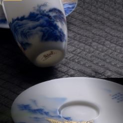 Bộ ấm trà cao cấp sứ trắng Bạch Ngọc Băng Ngưng Đức Hóa Cao Sơn Lưu Thủy G01803