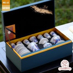 Bộ ấm trà cao cấp sứ trắng Bạch Ngọc Băng Ngưng Đức Hóa Cao Sơn Lưu Thủy G01803