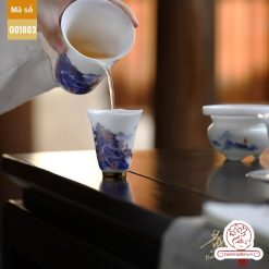 Bộ ấm trà cao cấp sứ trắng Bạch Ngọc Băng Ngưng Đức Hóa Cao Sơn Lưu Thủy G01803