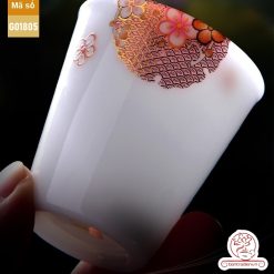 Bộ ấm trà cao cấp sứ trắng Bạch Ngọc Băng Tinh Đức Hóa Tứ Quý An Nhiên G01805