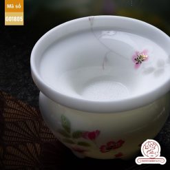 Bộ ấm trà cao cấp sứ trắng Bạch Ngọc Băng Tinh Đức Hóa Tứ Quý An Nhiên G01805