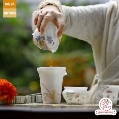 Bộ ấm trà cao cấp sứ trắng Bạch Ngọc Băng Tinh Đức Hóa Tứ Quý An Nhiên G01805