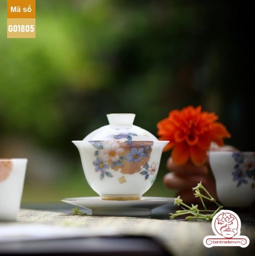 Bộ ấm trà cao cấp sứ trắng Bạch Ngọc Băng Tinh Đức Hóa Tứ Quý An Nhiên G01805