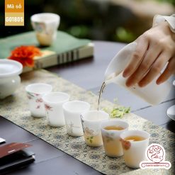 Bộ ấm trà cao cấp sứ trắng Bạch Ngọc Băng Tinh Đức Hóa Tứ Quý An Nhiên G01805