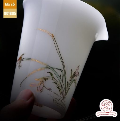 Bộ ấm trà cao cấp sứ trắng Bạch Ngọc Băng Tinh Đức Hóa Tứ Quý An Nhiên G01805