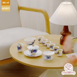 Bộ ấm trà cao cấp sứ trắng Bạch Ngọc Băng Ngưng Đức Hóa Ung Dung Tự Tại Cá Lam G01807