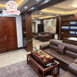Ảnh thực tế Bộ bàn pha trà điện thông minh đa năng cao cấp phong cách tân cổ điển vẽ vàng L6228 có ngăn kéo để đồ và khay đốt trầm