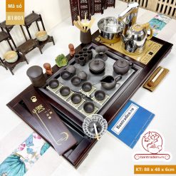 bộ bàn trà điện thông minh đa năng gỗ mặt đá có hộp để đồ B1801