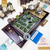 bộ bàn trà điện thông minh đa năng gỗ mặt đá có hộp để đồ B1803