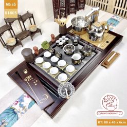 bộ bàn trà điện thông minh đa năng gỗ mặt đá có hộp để đồ B1805