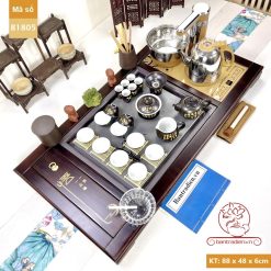 bộ bàn trà điện thông minh đa năng gỗ mặt đá có hộp để đồ B1805