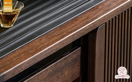 Xe trà di dộng gỗ óc chó tủ kệ trà kết hợp bàn pha trà đa năng cao cấp BX042