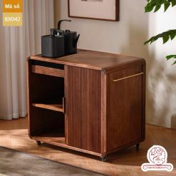 Xe trà di dộng gỗ óc chó tủ kệ trà kết hợp bàn pha trà đa năng cao cấp BX042