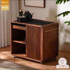 Xe trà di dộng gỗ óc chó tủ kệ trà kết hợp bàn pha trà đa năng cao cấp BX042