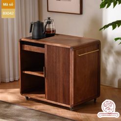 Xe trà di dộng gỗ óc chó tủ kệ trà kết hợp bàn pha trà đa năng cao cấp BX042