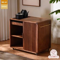 Xe trà di dộng gỗ óc chó tủ kệ trà kết hợp bàn pha trà đa năng cao cấp BX042