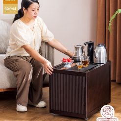 Xe trà di dộng kích thước bé gỗ óc chó tủ kệ trà kết hợp bàn pha trà đa năng cao cấp BX044