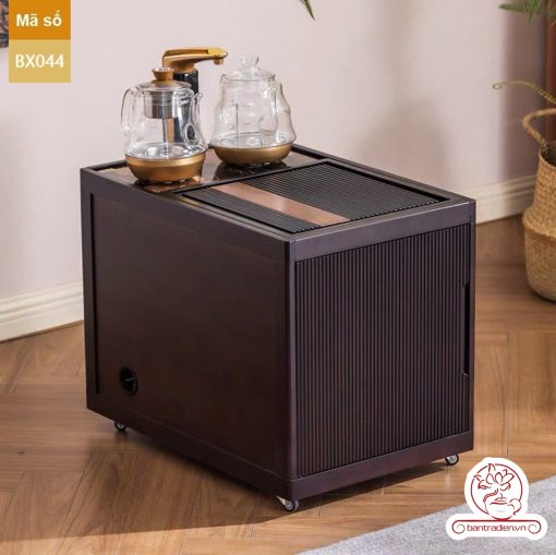 Xe trà di dộng kích thước bé gỗ óc chó tủ kệ trà kết hợp bàn pha trà đa năng cao cấp BX044