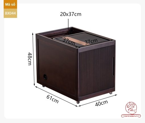 Xe trà di dộng kích thước bé gỗ óc chó tủ kệ trà kết hợp bàn pha trà đa năng cao cấp BX044
