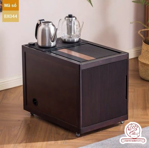 Xe trà di dộng kích thước bé gỗ óc chó tủ kệ trà kết hợp bàn pha trà đa năng cao cấp BX044