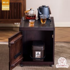 Xe trà di dộng kích thước bé gỗ óc chó tủ kệ trà kết hợp bàn pha trà đa năng cao cấp BX044