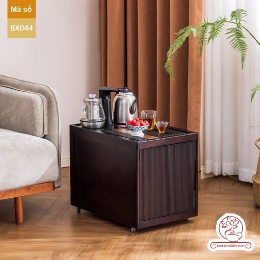 Xe trà di dộng kích thước bé gỗ óc chó tủ kệ trà kết hợp bàn pha trà đa năng cao cấp BX044