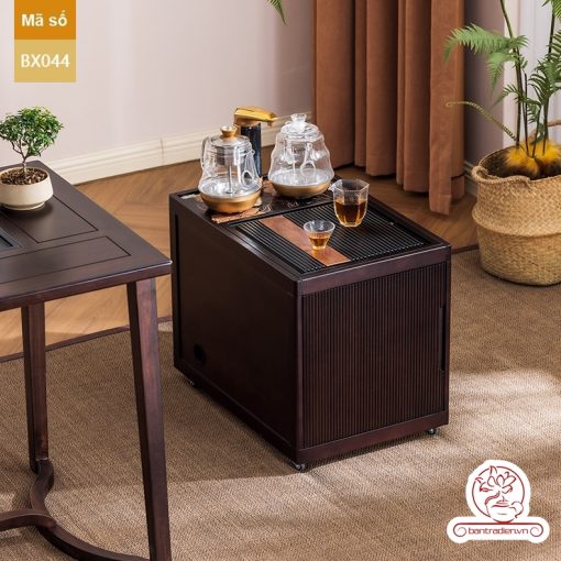 Xe trà di dộng kích thước bé gỗ óc chó tủ kệ trà kết hợp bàn pha trà đa năng cao cấp BX044