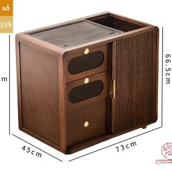 Xe trà di dộng gỗ óc chó tủ kệ trà kết hợp bàn pha trà đa năng cao cấp BX039