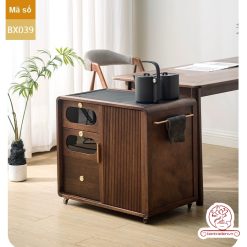 Xe trà di dộng gỗ óc chó tủ kệ trà kết hợp bàn pha trà đa năng cao cấp BX039